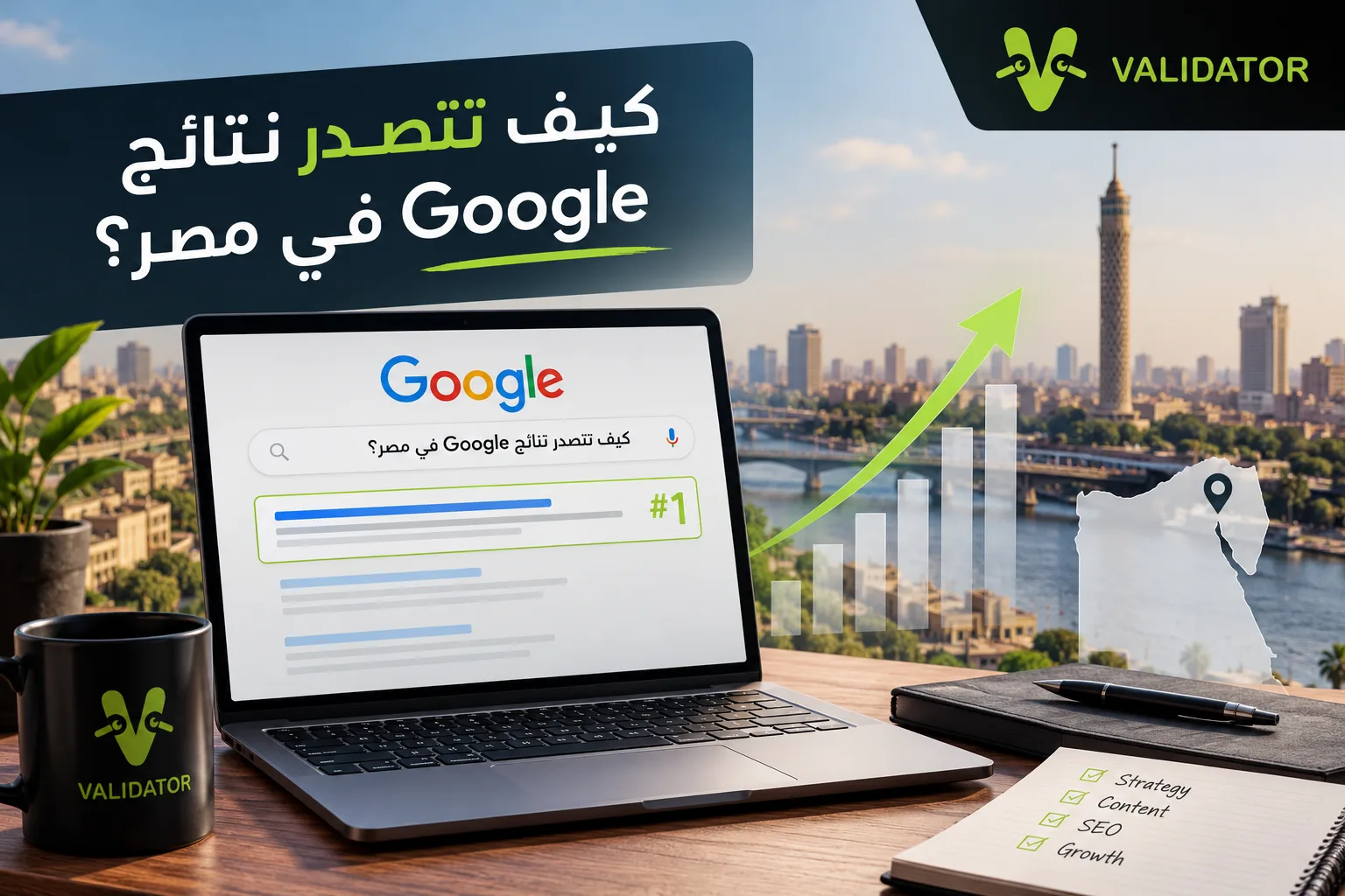 Validator SEO guide showcasing strategies to rank 1 on Google in Egypt.